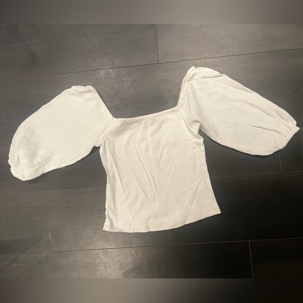 White Puff Sleeve Women's Top